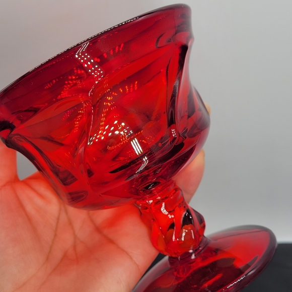 Two Fostoria Jamestown Sherbet Dish Amberina Glass Desert VTG Swirl Rubi Red - Picture 4 of 8